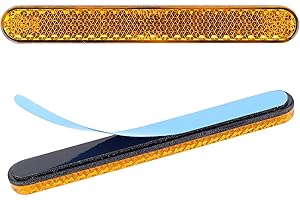 Cretassion 2 pezzi riflettore per moto bicicletta E4 omologato, riflettore rettangolare catadiottro occhio di gatto posteriore autoadesivo, riflettente, giallo