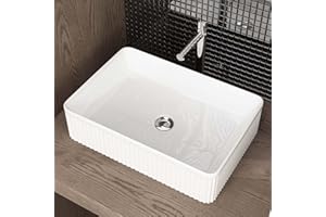 Waschbecken24 Lavabo da appoggio | qualità premium | facile installazione | design moderno (50 x 34 x 13 cm, bianco/A683)