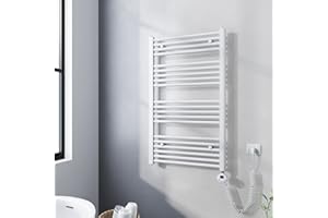 Meykoers Scaldasalviette Elettrico Bagno 100x60 cm, Radiatore portasciugamani per Bagno con termostato Digitale e Funzione Timer, Bianco