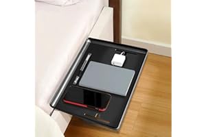 Lacusmall Nachttisch Regal Etagenbett Regal, Nachttisch Tablett Nachttisch Regal für Bett mit Kabelführung, Nachttisch Regal Clip On für College-Schlafsaal, Schwarz