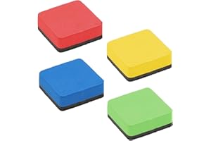 Dimeho Lot de 4 gommes effaçables à sec pour tableau blanc petits essuie-glaces colorés fournitures effaçables pour salle de classe bureau verre maison tableau blanc enseignant