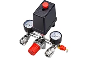 LUCKYKODOR Druckregler mit Manometer 220V 125PSI Druckschalter Kompressor Regler Kompressorschalter Luftkompressor Druckschalter Steuerventil