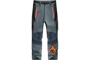 Holure Kinder Softshellhose mit Fleecefütterung | Wasserabweisend Winddicht Warm | Schneehose Skihose Wanderhose Trekkinghose | Jungen Mädchen Funktionshose mit Reißverschlusstaschen