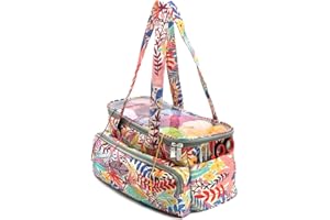 SumDirect Borsa portaoggetti per filati, borsa organizer per maglieria, borsa tote portatile con coperchio superiore trasparente per riporre filati, uncinetto, ferri da maglia e altri accessori