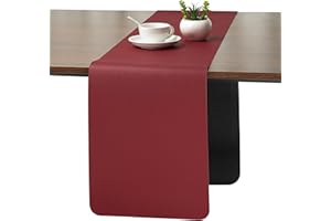 Myir JUN Tischläufer, Tischläufer Modern Tischläufer Abwaschbar Tischläufer Outdoor Doppelseitige Leder Tischläufer Wasserdicht rutschfest und zur Dekoration verwendbar 30 X 140 cm(Rot Schwarz)