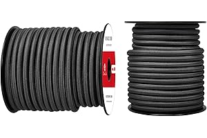 Abma Cord Corda Elastica 8mm 20M Corda di Gomma Cavo Elastico Marino per Teloni, Tende e Bagagli - Nero