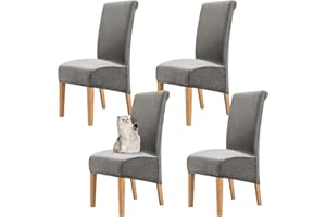 Pesonlook 4 Pack Velvet Dining Chair Covers,Spandex High Back Chairs Cover,Stretch Large Dining Chair Slipcovers,Removable Washable XL Slipcovers ​for Restaurant,Wedding,Dining Room(Light Grey)