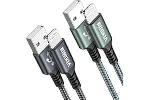 NIBIKIA Cable Cargador iPhone, [2Pack 2M] Cable iPhone Carga Rápida Trenzado de Nylon Compatible con iPhone 14 13 12 11 Pro Max XS XR X 8 7 6 Plus 5 5s SE