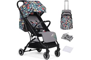 Hello-5ive Baby Stroller, Lightweight Compact Foldable Baby Pushchair with Rain Cover, Mosquito Net, Five-Point Harness, Adjustable Seat, Travel Buggy Pram from Birth 0-3 Years (Colorful)