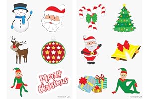 Henbrandt 48 x Mini Christmas Temporary Transfer Tattoos for Children Mixed Designs Santa Claus Elf Rudolph Kids Festive Xmas Stocking Advent Calendar Fillers for Boys and Girls