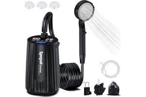 Spopal Doccia Portatile, [Versione Aggiornata -10000mAh] Doccia Campeggio, Doccia da Campeggio Ricaricabile, Doccia Esterna con Display di Potenza per Spiaggia, Giardino, Animali, Escursioni, Auto