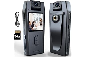 LX-VIECKDUN Body Camera,1080P HD Mini BodyCam,Night Vision Wearable Camera with Audio&Video Recording,64GB Small Personal Camcorder Recorder,Sport Action Body Worn Cam for Work,Travel,Vlogging