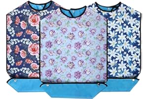 XINFULLWOL Babero adulto con Crumb Catcher. Protectores de ropa impermeables y reutilizables para mujeres mayores para hombres o cualquier persona que haya perdido habilidades motoras