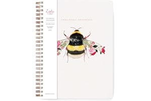 LOLA DESIGN LTD Lola Design - B5 Spiral Notebook Organiser, Botanical Bee Design - Planners & Journals - Wiro Bound Notebook with To-Do Lists & Priorities Section - 176x250mm, 250 Lined Pages