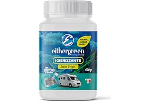 Eithergreen Sanificante Elimina odori per acque grigie - per la pulizia dello scarico di lavandini, bagni e doccia camper, caravan e roulotte - 20 bustine idrosolubili da 20g