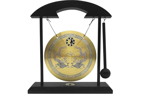 Ericetion Mini Desktop Gong Table Wind Chime Percussion Instrument Cymbals Gongs avec Maillet pour Décoration Intérieure Cadeau De Chaleur Maison