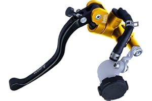 FIREYOURACING Motorrad Hauptbrembszylinder Hebelsets Radiale Montage Hauptbremszylinder Hebelpumpe Hydraulisch Kupplungskolben 16mm 17,5mm 19mm (Gelb (yellow), Linke Kupplung (Kolben 17.5mm))