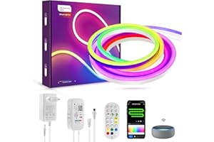 LUXONIC inteligentny pasek neonowy LED 5m, RGBIC pasek LED z synchronizacją muzyki, DIY, Alexa, Google Assistant, DIY LED neonowy 5m do dekoracji sypialni, salonów, pomieszczeń gier