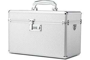HEWEI WORKS Aufbewahrungsbox mit Zahlenschloss, abschließbare Medikamentenbox, leere Erste-Hilfe-Box, Sicherheitsbox, vielseitige abschließbare Box für Zuhause und im Freien (Silver, Large)