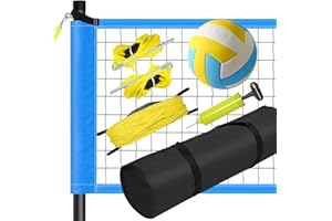 9.75M * 0.9M Filet de Badminton Volley-Ball Tennis Extérieurs Portable Réglable en Hauteur Standard avec Sacoche de Transport pour Les Sports(Bleu)