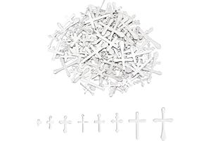 UNICRAFTALE 160 pcs 8 Styles Pendentifs Motif Croix 304 Charmes en Acier Inoxydable Tons Argent Petit Trou Pendentif Croix Pendentif Accessoires pour Collier Bracelets Fabrication de Bijoux