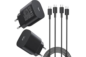 ANYKON 2er-Pack 25W Ladegerät USB C, Schnellladegerät PD 3.0 Ladestecker mit Schnellladekabel 1.8m Netzteil für Samsung Galaxy S24/S23/S22/S21 Ultra/S21+/S20/Note20/S10/S9, iPhone 17 Pro Max Handy Ladegeräte