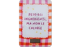 Villa d'Este Home Tivoli 1996 Bilancia da cucina digitale 5Kg, top in vetro temperato, 21,5x15x1,7 cm, rosso e rosa, More Amor
