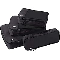 AmazonBasics Bag Organizer Packing Cubes - Small, Medium, Large, and Slim (4-Piece Set), Black (ZH1509009)