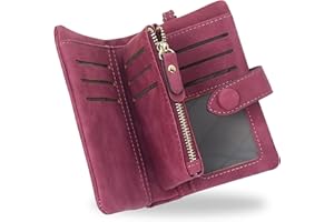 conisy Piccolo Portafoglio Donna in Pelle con blocco RFID, Compatto Portatile Corto Borsellino per Signore con portamonete