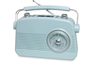 Blaupunkt TERRIS VINTAGE RADIO, radio portatile retrò nostalgica con connettività per smartphone con Bluetooth, AUX IN & DAB+, ascoltare musica con un suono unico, blu