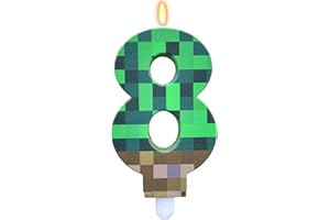 ParPix Pixel Kerze 8 Geburtstag Mädchen Junge, Pixelmotiv Geburtstagskerzen Zahlen 8, Grün 8 Geburtstagskerzen, Kuchen Kerzen Zahl 8, Videospiel Pixel 8 Zahlenkerze, Gaming Pixel Thema Zahlen 8 Kerze