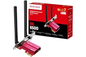 ‎MERCUSYS Mercusys MA37BE Wi-Fi 7 WLAN Karte für PC, BE6500 Tri-Band PCIE Adapter, Bluetooth 5.4, WPA3, MU-MIMO, OFDMA, unterstützt nur Windows 11
