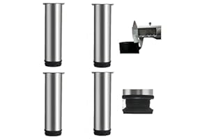 MIEGUIWOR 4 Piezas Patas para Muebles de Acero Inoxidable Anticorrosión, Patas Regulables para Muebles (0-15mm) para TV, Baño, Cocina, Escritorio （Plateado,20cm）
