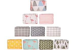 Viesap cestas almacenaje, 10 Pcs Cajas Organizadoras Plegable Cuadrados Con Mango, para cocina, baño, decorativas, Libros, CosméTicos, Juguetes, Snacks