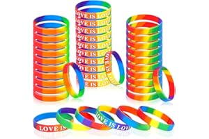 JUNEBRUSHS Pride Armband, 42 Stück Regenbogen Silikon Armbänder, LGBTQ Gummi Accessoires (3 Designs)
