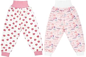 MOEMOE BABY Pantalon Propreté Enfant Nuit,Jupe Apprentissage Propreté,Pantalons de Couche, Jupe de Couche Imperméable,Pantalon Impermeable Enfant Garçon Fille,2-3 Ans,Lot de 2,Rose,S