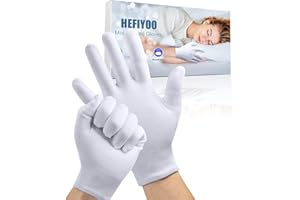 HEFIYOO 4 Pair Moisturising Cotton Gloves for Eczema & Dry Hands,Stretchable Washable White Gloves for Men and Women