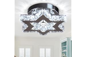 FRIXCHUR Small Crystal Flush Mount Ceiling Light, Star Crystal Lamp, Modern Style Light Fixture, Suitable for Kitchen, Foyer, Bedroom, Corridor, Dining Room, Study (Cool)