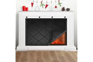 CADARA Velcro Fireplace Draft Cover, Fireplace Blocker Blanket for Insulation, Indoor Fireplace Draft Stopper for Heat Loss Black 33" W x 29" H