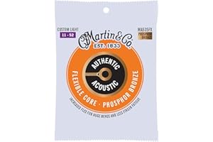 Martin 92/8 autentyczne akustyczne elastyczne struny rdzeniowe - brąz fosforowy rana (niestandardowe/lekkie, .011 - .052)