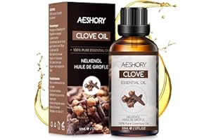 AESHORY Olio Essenziale di Chiodo di Garofano 50ml, Oil Essenziali di Grado Terapeutico, 100% Puri Naturali Oil Essenziali di Aromaterapia, Oli Profumati per Diffusori, SPA, Massaggio, Bagno