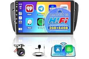 HIKITY [2+64GB] para Seat Ibiza 2009-2013, Android 13 Radio Coche, Carplay Android Auto Wireless, 9 Pulgadas Screen Bluetooth, Navegación GPS HiFi, RDS FM, WiFi, Cámara Visión Trasera