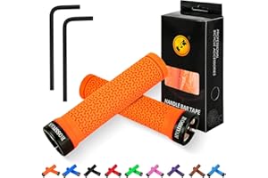 Rossivan Professional Bike Handlebar Grips,Mountain Bike Grips with Soft and Comfortable Anti-slip Rubber,Single Lock-on MTB Grips,for BMX,Scooter,Folding,Commuter Bicycle