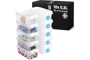 SmartStore - 10x Petite Boîte de Rangement Plastique avec Couvercle 0,3L (15x9x6cm) | Empilable et de Qualité Alimentaire | Boîte Plastique avec Couvercle & Coins Renforcés | Garantie 10 Ans