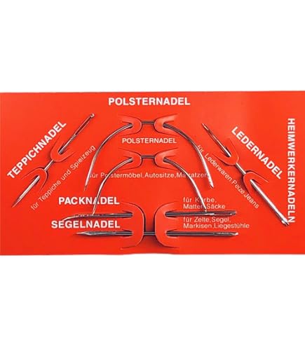 Heimwerkernadeln Sortiment 6‑teilig – Inkl. Ledernadel, Teppichnadel, Segelnadel & Mehr, Praktisch Auf Karte Verpackt