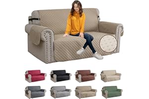 XINEAGE Fundas de sofá 2 Plazas, Fundas de sofá Impermeables, Protector de Sofa Reversible, Fundas de sofá Antideslizantes para Perros Mascotas (2 Plazas, Caqui)