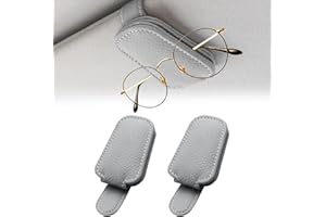 Amusingtao 2PCS Sunglasses Holder for Car Sun Visor, Car Sunglass Holder, Leather Sunglasses Holder, Magnetic Glasses Clip for Automotive, Eyeglass Hanger, Ticket Card Clip, Visor Accessories