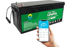 ‎PACPOW PacPow 24V 100Ah LiFePO4 Lithium Batterie,drahtlose Konnektivität.100A BMS, 5000+ Zyklen, Unterstützung in Serie/Parallelschaltung, Perfekter Ersatz für Blei-Säure für Wohnmobile, Solaranlage, Boote