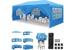 Leadyeah Gazebo 3x6m with 4 Sidewalls and 2 Doors, Heavy Duty Commercial Pop up Gazebo, UPF50+ Protection, 100% Waterproof, Wheeled bag, Ideal for Patio Parties Garage & Outdoor Event Blue