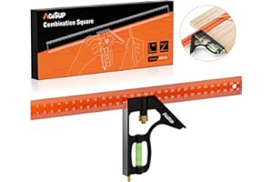 AojSup Squadra Combinata 12Inch/300mm, Righello per Angolo in Acciaio Inossidabile, Squadra Combinata Regolabile, Squadrette da Carpentieri, Strumento di Misurazione Multifunzionale